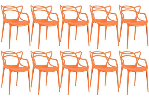 10  Cadeiras Allegra Cozinha Ana Maria Inmetro Colorida Cores Cor da estrutura da cadeira Laranja