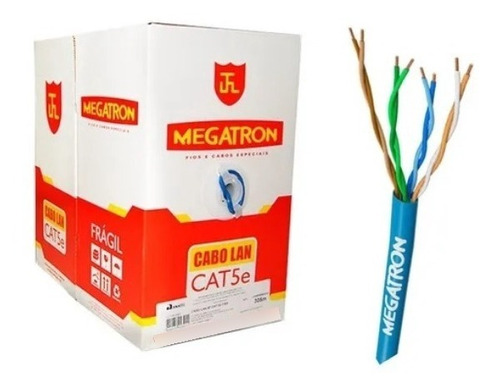 Cabo Lan/rede 4p - Homologado - Cat5e - 100% Cobre 305mt