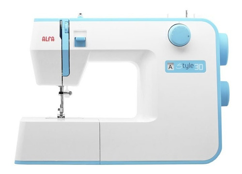 Máquina de coser recta Alfa Style 30 portable blanca y celeste 220V