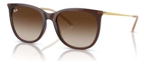 Óculos De Sol - Ray-ban - Rb4403l 669013 56 Cor Da Armação Marrom Translucido Cor Da Haste Ouro Cor Da Lente Marrom Desenho Quadrado