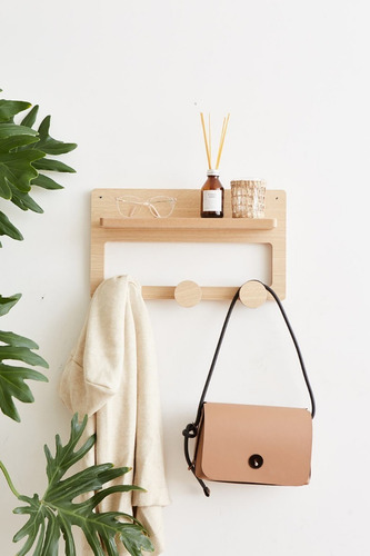 Imagen 8 de 10 de Perchero De Pared Con Estante Escandinavo Nordico Diseño