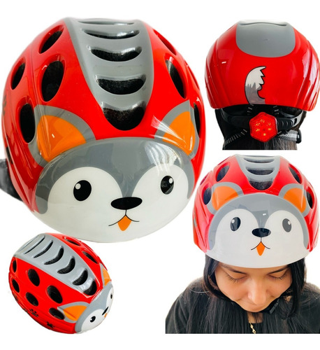 Casco De Niño Con Luz Bicicleta Unitalla Infantil Ajustable 