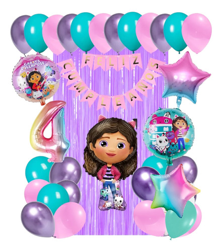 Decoración Globos Gaby Y La Casa De La Muñeca Cumpleaños