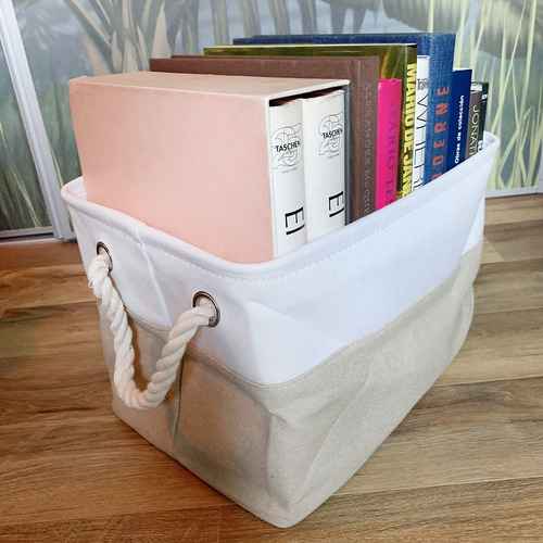 Imagen 3 de 4 de Organizador De Tela Beige Y Blanco - Nixus