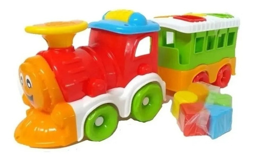 Imagen 5 de 8 de Tren Locomotora Vagon De Arrastre Y Encastre Bebes Rivaplast