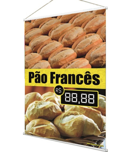  Kit 2 Placa Faixa Banner Pão Frances - Preço Editável