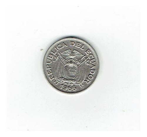 Moneda De Ecuador, 20 Centavos, 1966. Jp