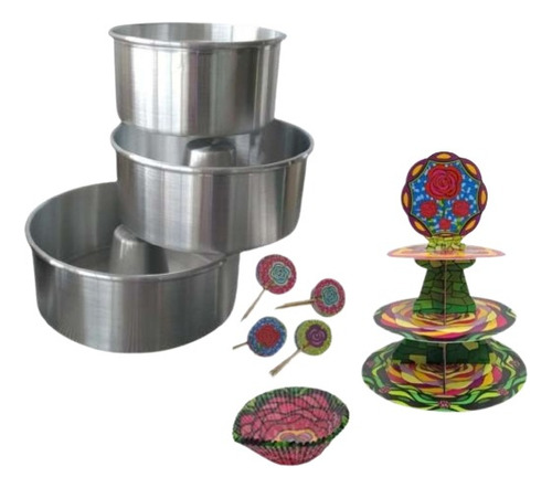 3 Moldes Volcan + Stand Para Cup Cakes