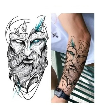 Tatuagem Temporária Kratos God Of War - Removível 20x10cm