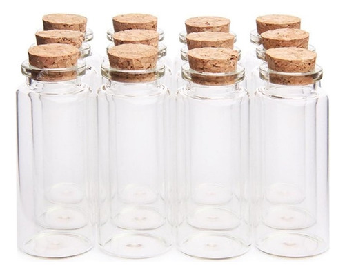 60 Mini Frascos Botella Vidrio Corcho 2,2x5 Cm 10ml Funsmart