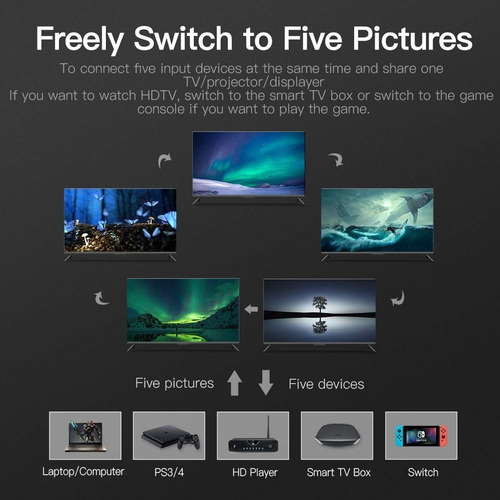 Selector Universal Hdmi Switch 5 A 1 4k Full Hd 3d
