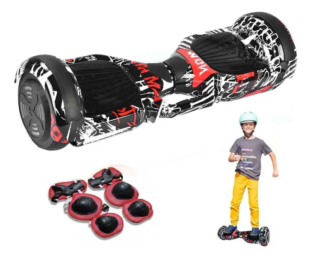Hoverboard Skate Elétrico 6.5 Polegadas Com Led E Bluetooth Pirata