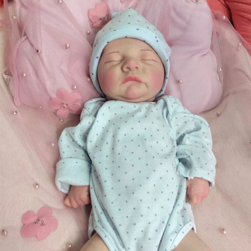Bebe Reborn Gabriel 50 Cm Silicona Sólida Platino Tipo Goma