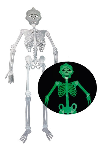 Esqueleto Neon Brilha No Escuro 90cm Festa Halloween