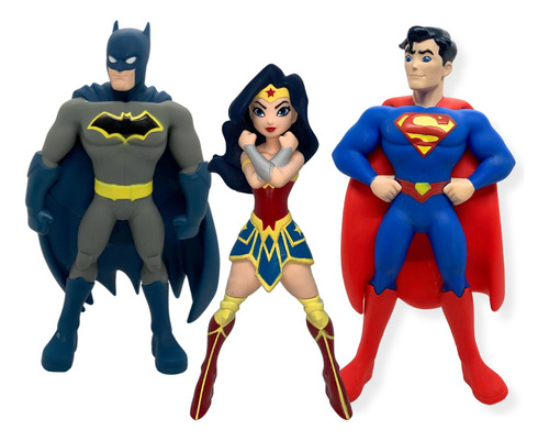 Kit Bonecos Liga Da Justiça Batman Superman Mulher Maravilha