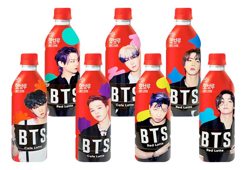 Café Bts Red Latte Set 7 Pzas Mixtas 350ml C/u