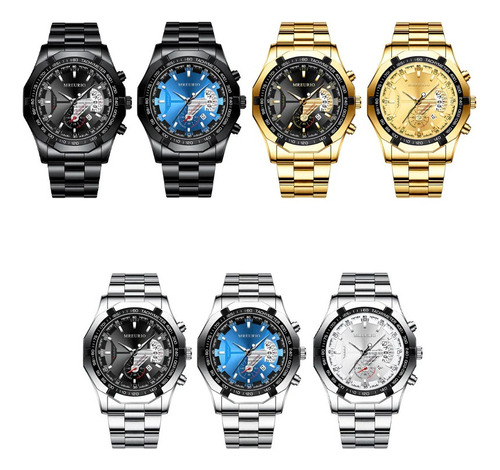 7 Relojes Estrenar Con Correa De Metal Fecha Hombre Mayoreo