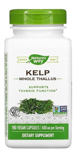 Alga Kelp 600mg 180 Cáps Yodo Natural Salud Tiroides  