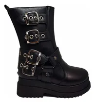 Comprar Borcegos Nenas\u002Fdama Hebilla Bota Plataforma Caña Media 27-34