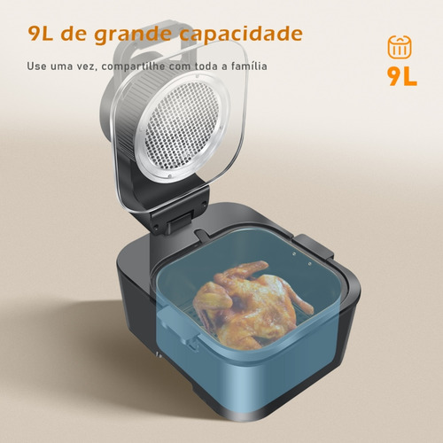Fritadeira Air Fryer Grande Sem Óleo Ecrã Digital Lcd 8l