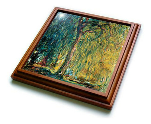 Trivet Con Azulejo De Cerámica De Monet, Sauce Llorón, 8x8