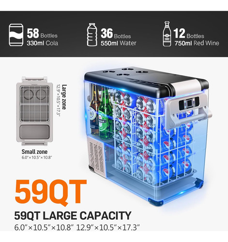 Refrigerador De Automóvil, 55l (59 Qt), Refrigerador Rv Con