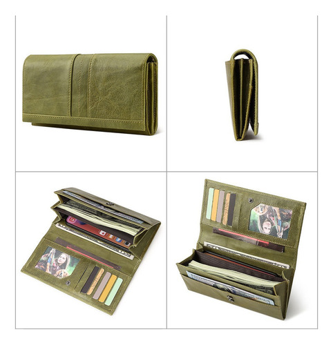 - Carteras De Piel Para Mujer, Retro Cartera Con Bloqueo
