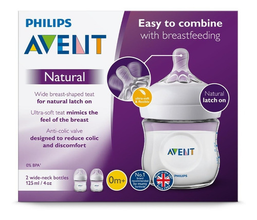 Imagen 4 de 8 de Biberon Natural Philips Avent 4oz/125ml 2pz