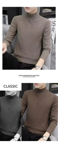 Camiseta Cálida De Manga Larga Con Cuello Alto Y Cuello Alto