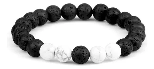 Pulsera Cuarzo Blanco - Piedra Volcanica + Estuche Gamushop