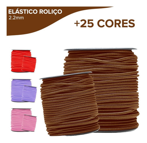 Elástico Roliço Colorido - 2,2mm - 50 Metros- Nybc Cor MARRON HAVANA - 290 Desenho do tecido Liso