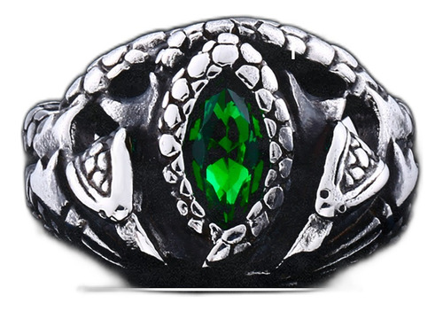 Ghost Store Lm Anillo Hombre Piedra Verde Serpientes Acero