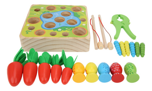 Juguete Didáctico Magnético De Madera Niños Pesca Puzzle 20p