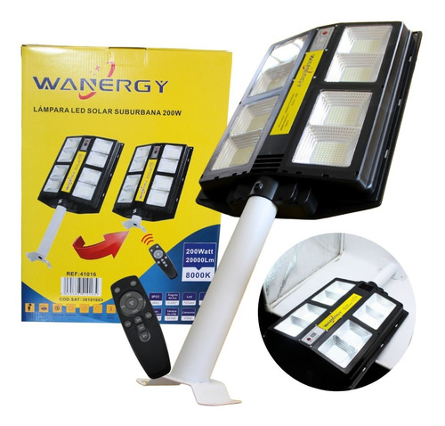 Suburbana Led 200w (1800w) Con Control Remoto Y Panel Solar 