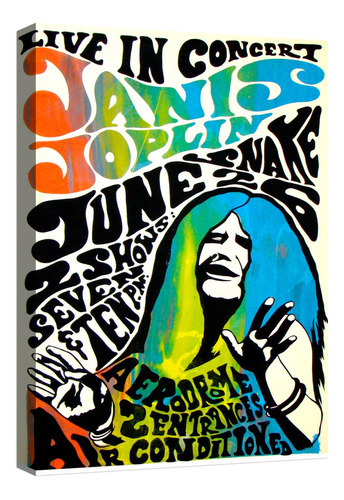 Cuadro Decorativo Canvas Moderno Janis Joplin Poster Color Janis Joplin Poster 3 Armazón Natural