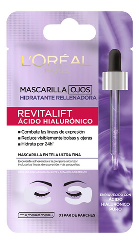 L'oréal Paris Mascarilla Para Ojos Ácido Hialurónico, 1pza