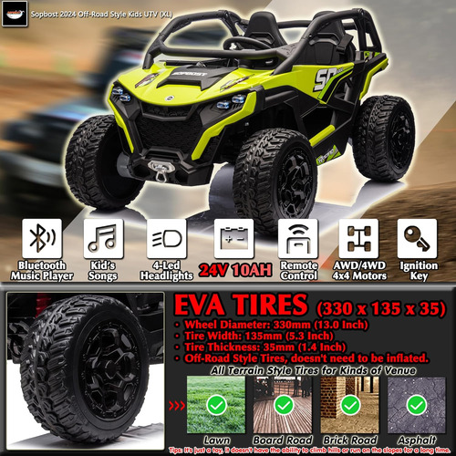 Sopbost Utv Xl De 24 V 10 Ah Para Niños Con Control Remoto,