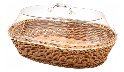 Para Panera Redonda De Ratán Duradera Con Tapa Transparente
