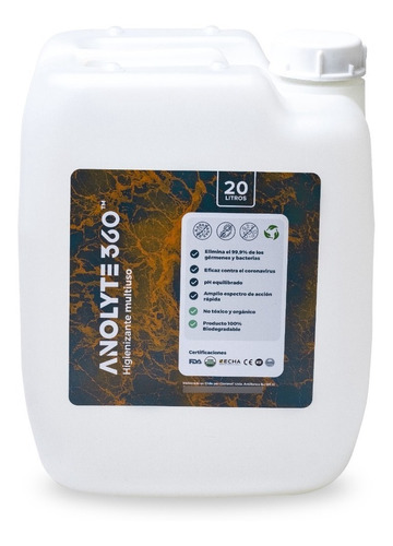 Desinfectante 99,9% Eficaz  (ácido Hipocloroso) Anolyte 360