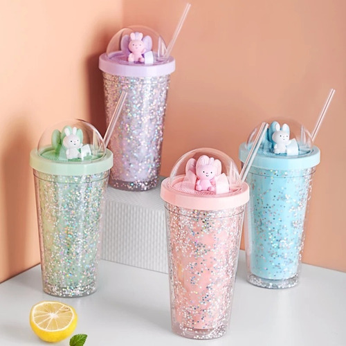 Imagen 1 de 5 de Vaso Termo De Acrilico Conejo Kawaii