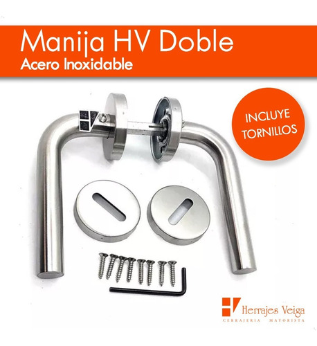 Imagen 2 de 9 de Manija Puerta Picaporte Curva Acero Inoxidable Doble T/toshi