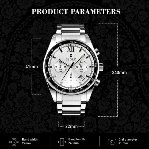Imagen 3 de 10 de Reloj Hombre Seger 9096 Original Eeuu Elegante Lujoso Vestir