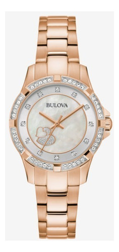 Reloj Bulova 98l303 Para Dama Crystal Accentrose Time Square Color de la correa Oro Rosa Color del bisel Plateado