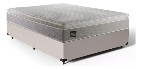 Cama Box Casal E Colchão Modelo Strong De Espuma Densidade D45 Nível De Conforto Médio Suporta Até 150 Kgs Possui Pillow Top Marca Lucas Home
