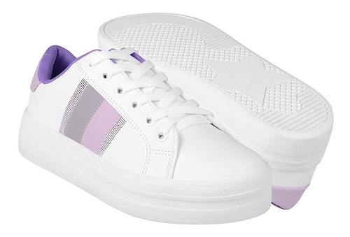 Tenis Casuales Dama Stylo 7038 Simipiel Blanco