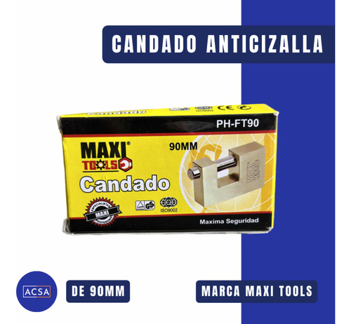 Candado Anticizalla De 90mm, Marca Maxi Tools. Ph-ft90