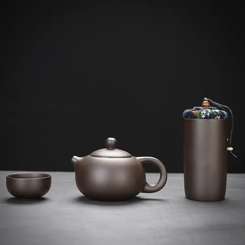 Juego De Té De Viaje Arena Morada Portátil