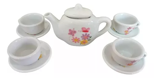 Sungmor Juego de teteras de cerámica – Tetera de café de porcelana con 2  juegos de tazas de té y platillos – Tetera de Navidad con decoración de