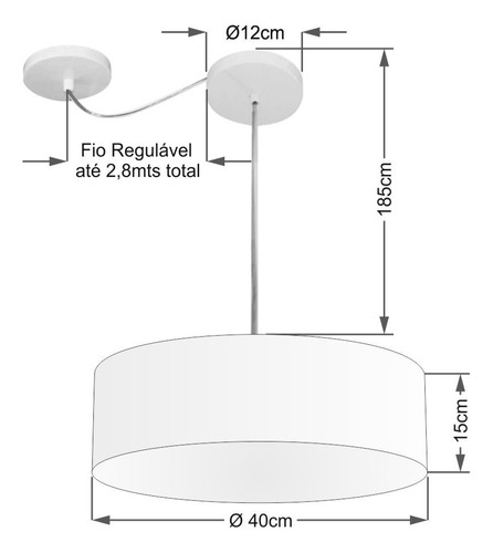 Pendente Com Desvio Centro Md-4255 Cúpula 40x15 Algodao Cru 127/220V