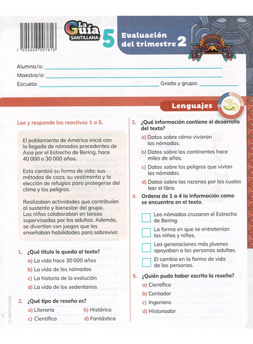 Pack 3 Exámenes Trimestrales 5° Primaria 2024 - 2025